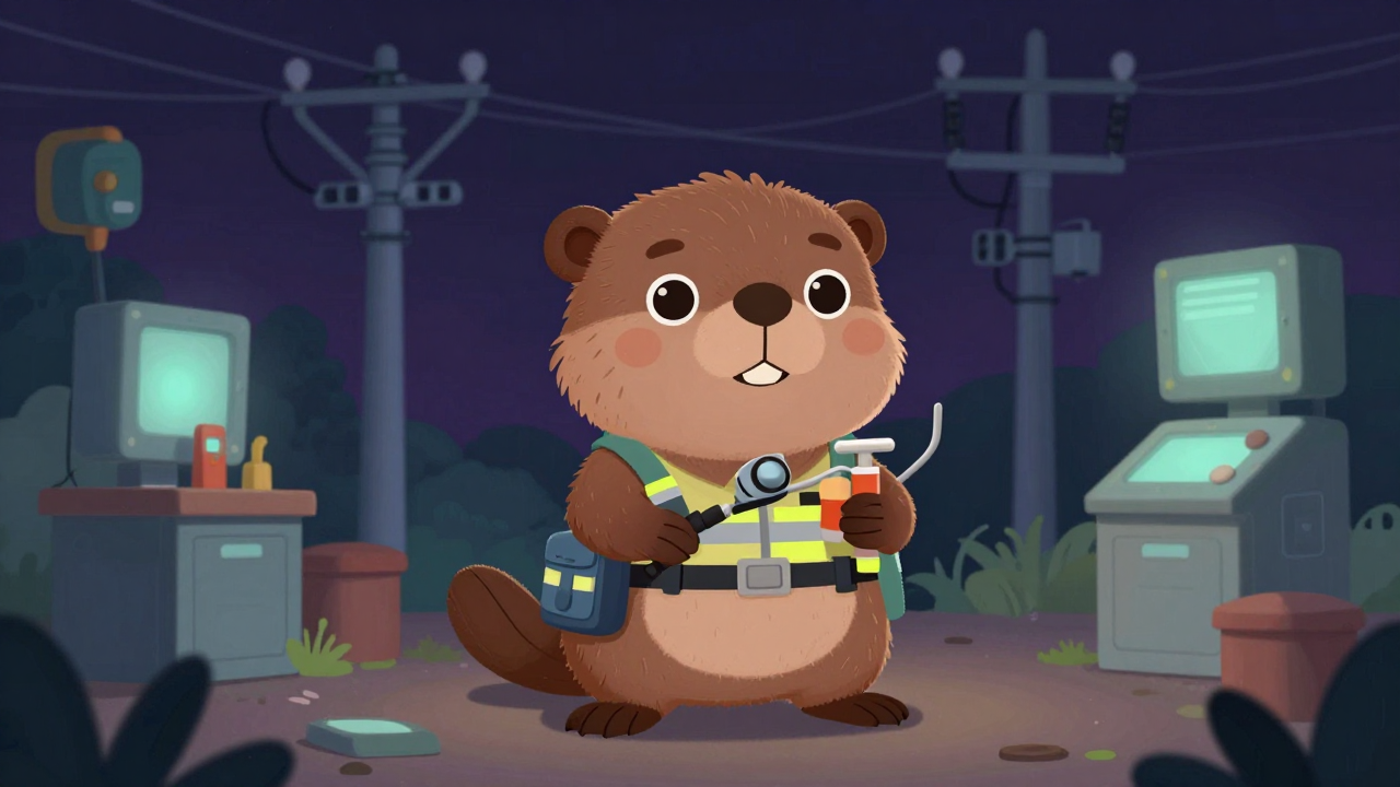 배전선로순시원 직업 종사자가 업무를 수행하는 모습