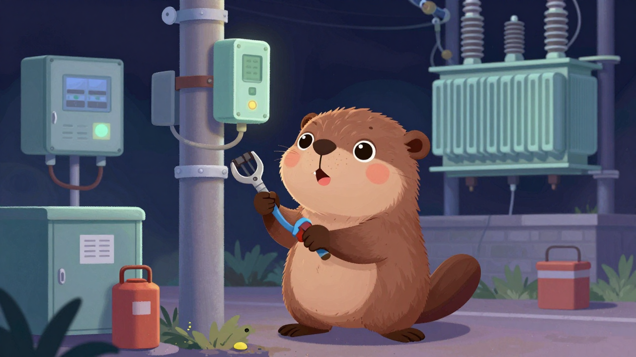 배전설비보수원 직업 종사자가 업무를 수행하는 모습