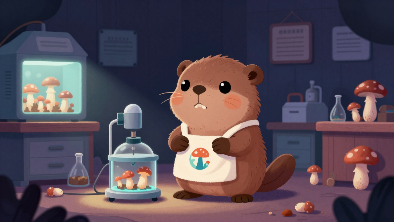 버섯종균제조원 직업 종사자가 업무를 수행하는 모습