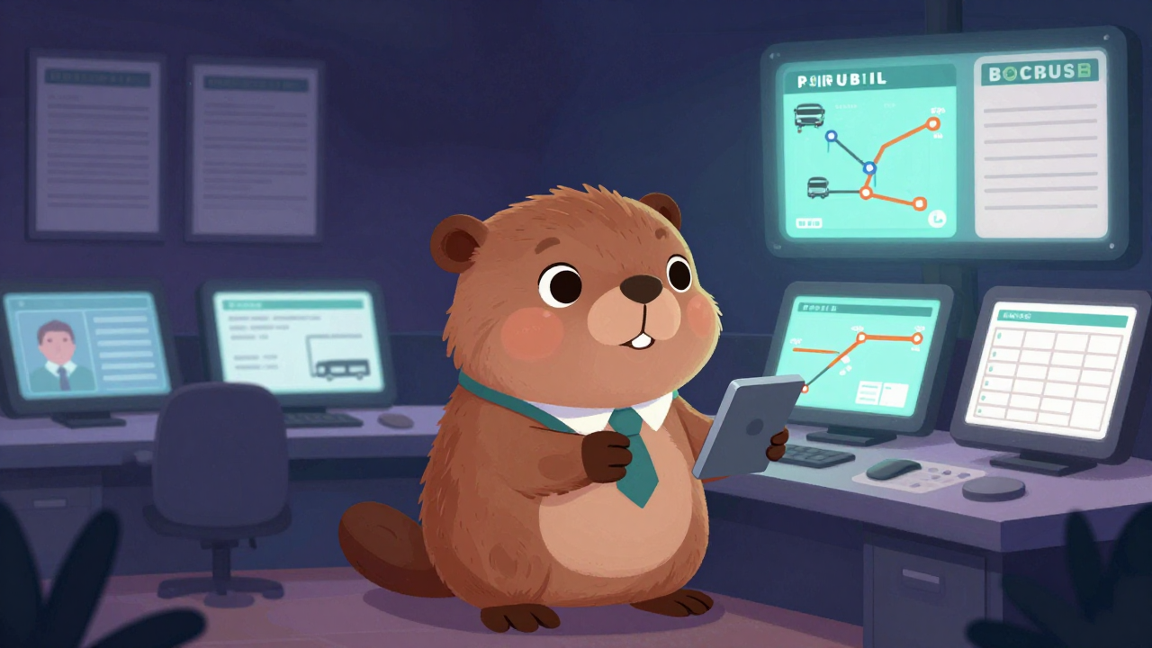 버스배차원 직업 종사자가 업무를 수행하는 모습