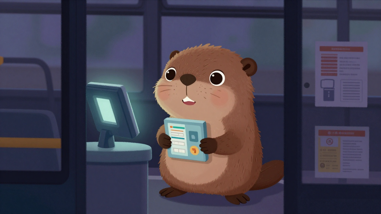 버스운전원 직업 종사자가 업무를 수행하는 모습