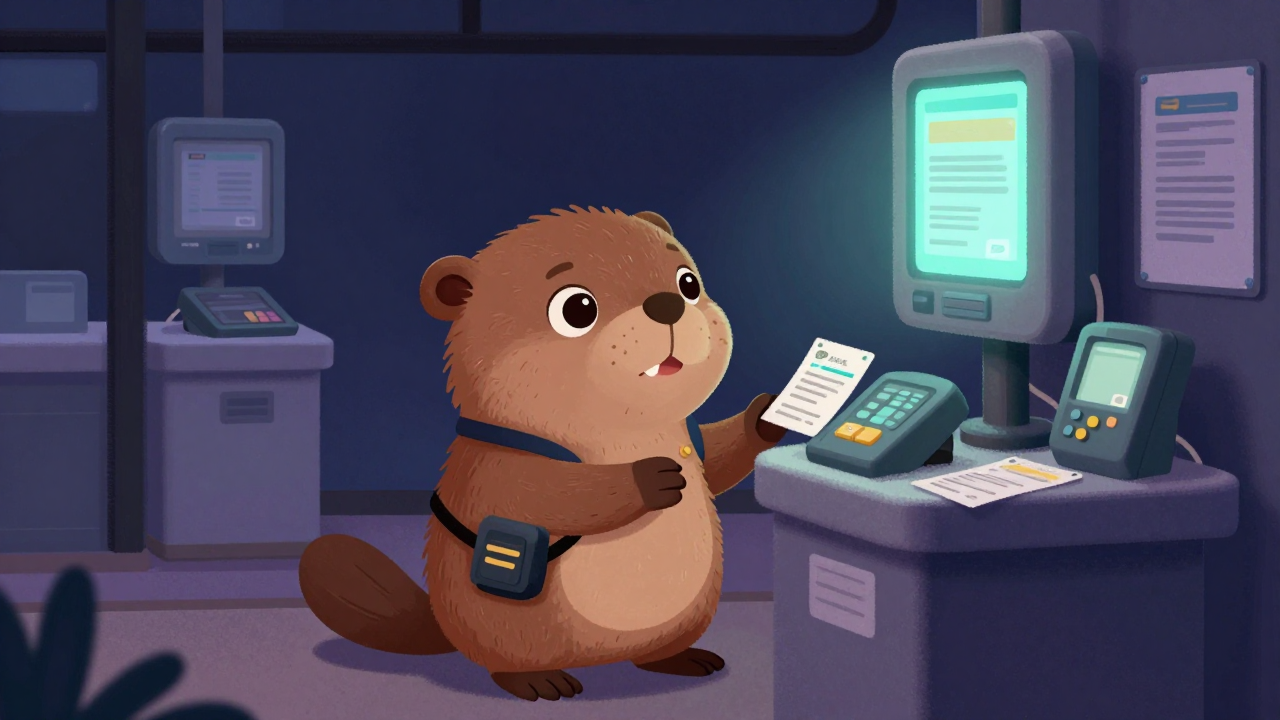 버스표검표원 직업 종사자가 업무를 수행하는 모습