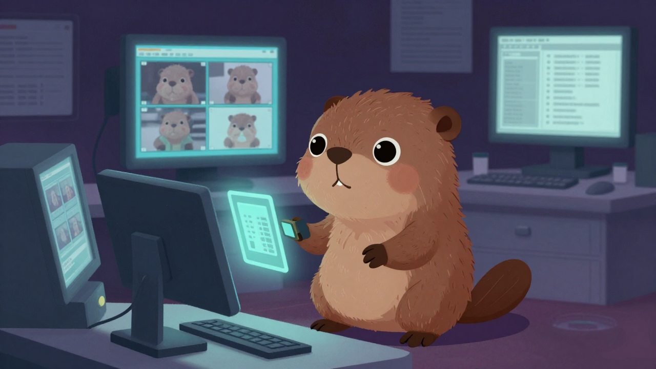 범죄영상분석가 직업 종사자가 업무를 수행하는 모습