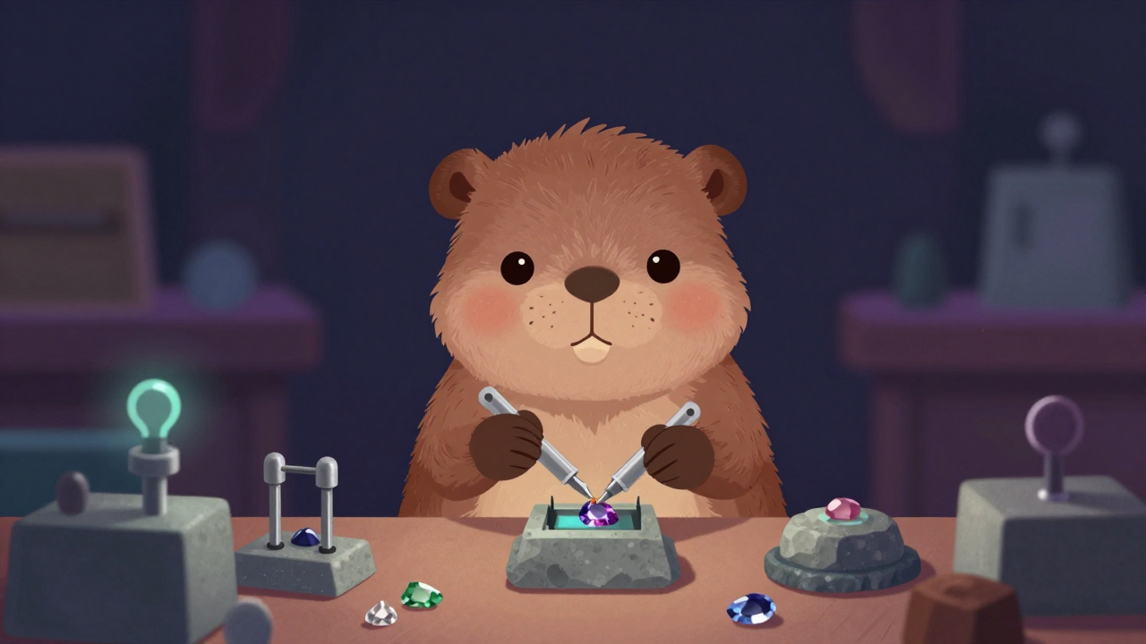 보석조립원 직업 종사자가 업무를 수행하는 모습