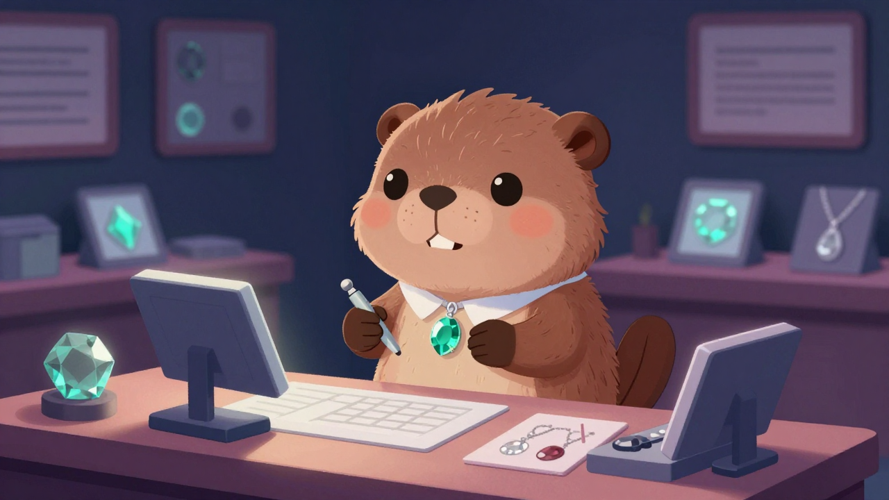 보석판매원 직업 종사자가 업무를 수행하는 모습