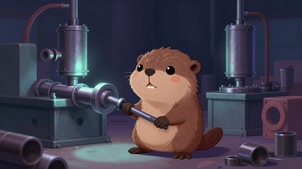 보일러관체제작원 직업 종사자가 업무를 수행하는 모습