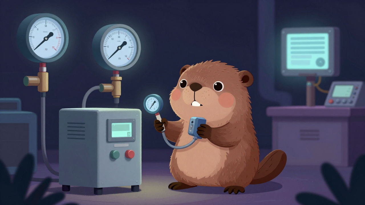 보일러시험원 직업 종사자가 업무를 수행하는 모습