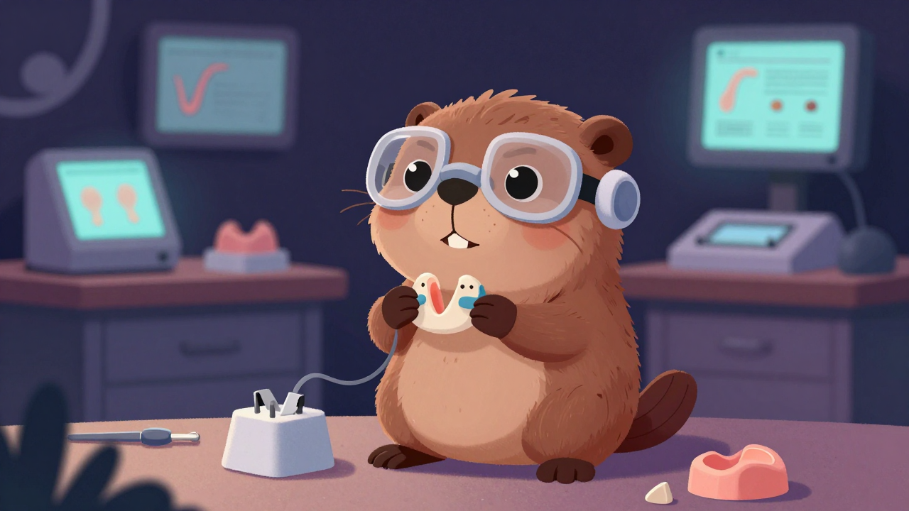 보청기셀제작원 직업 종사자가 업무를 수행하는 모습