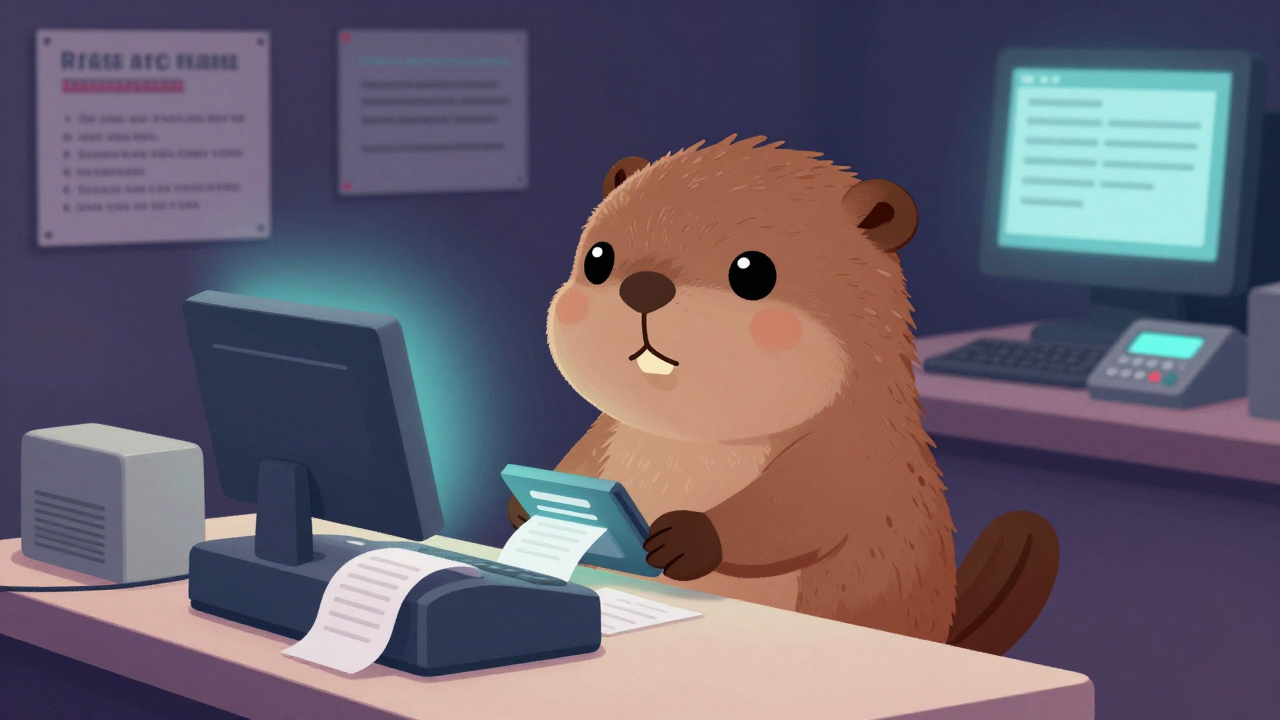 보험료수납원 직업 종사자가 업무를 수행하는 모습