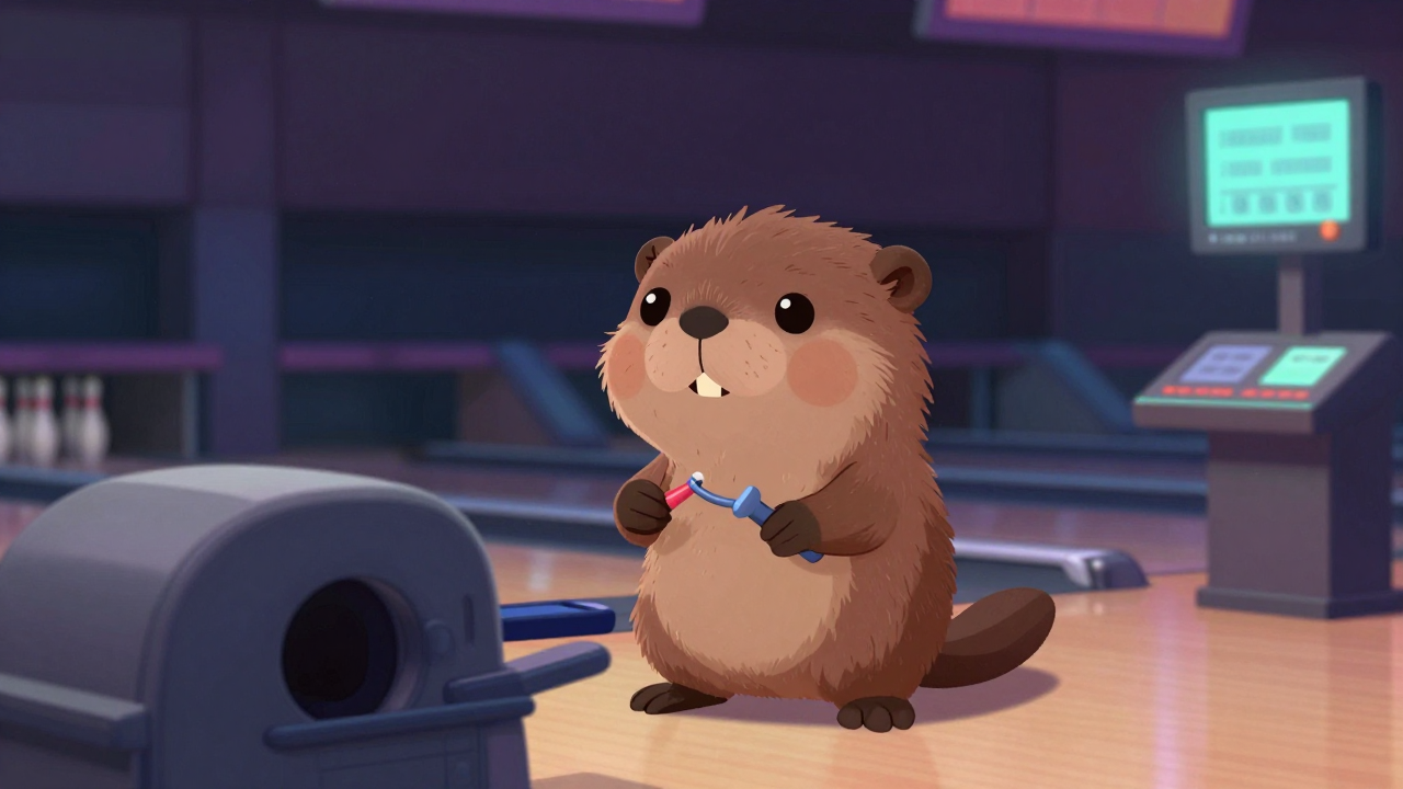 볼링설비조작원 직업 종사자가 업무를 수행하는 모습