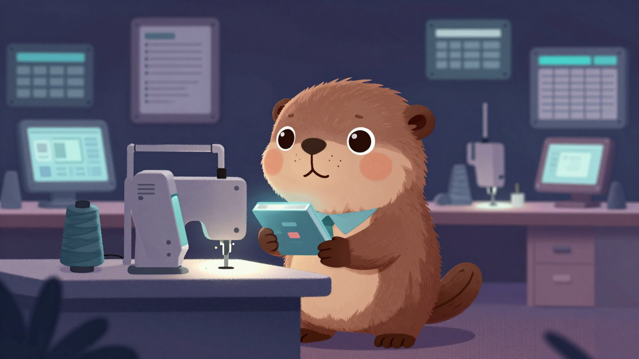 봉제반장 직업 종사자가 업무를 수행하는 모습