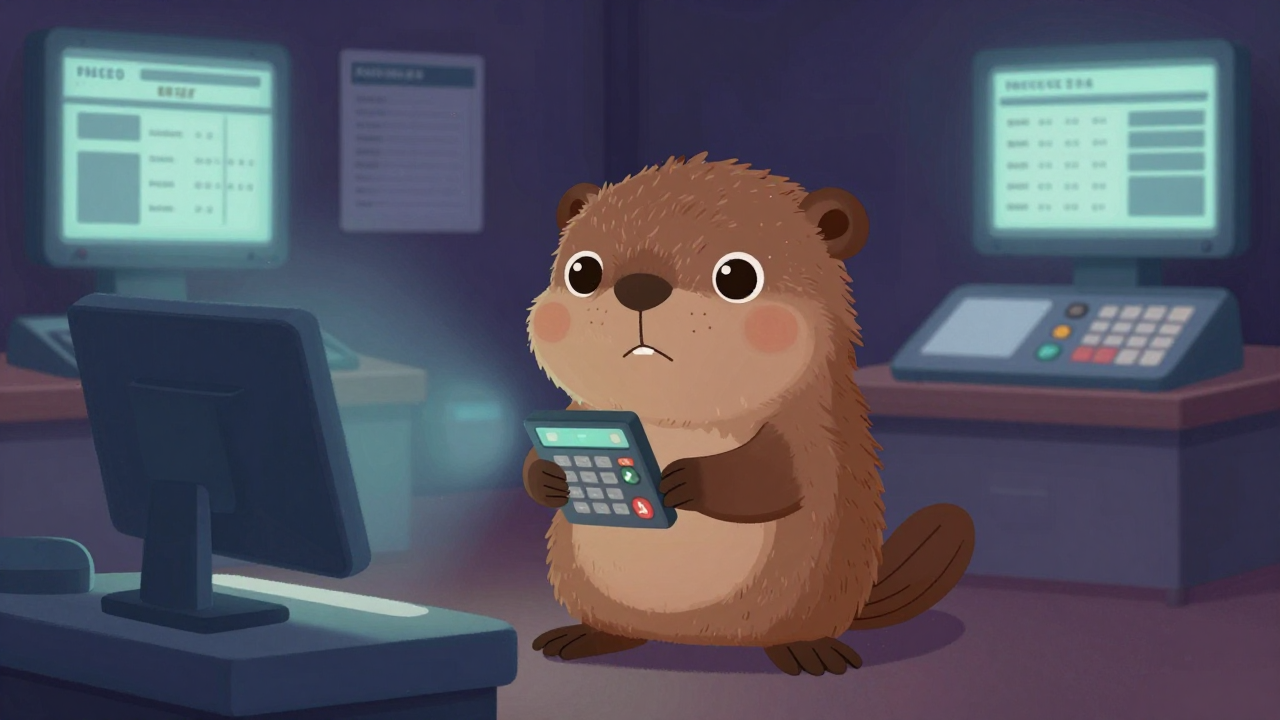 부두화물장치료계산원 직업 종사자가 업무를 수행하는 모습