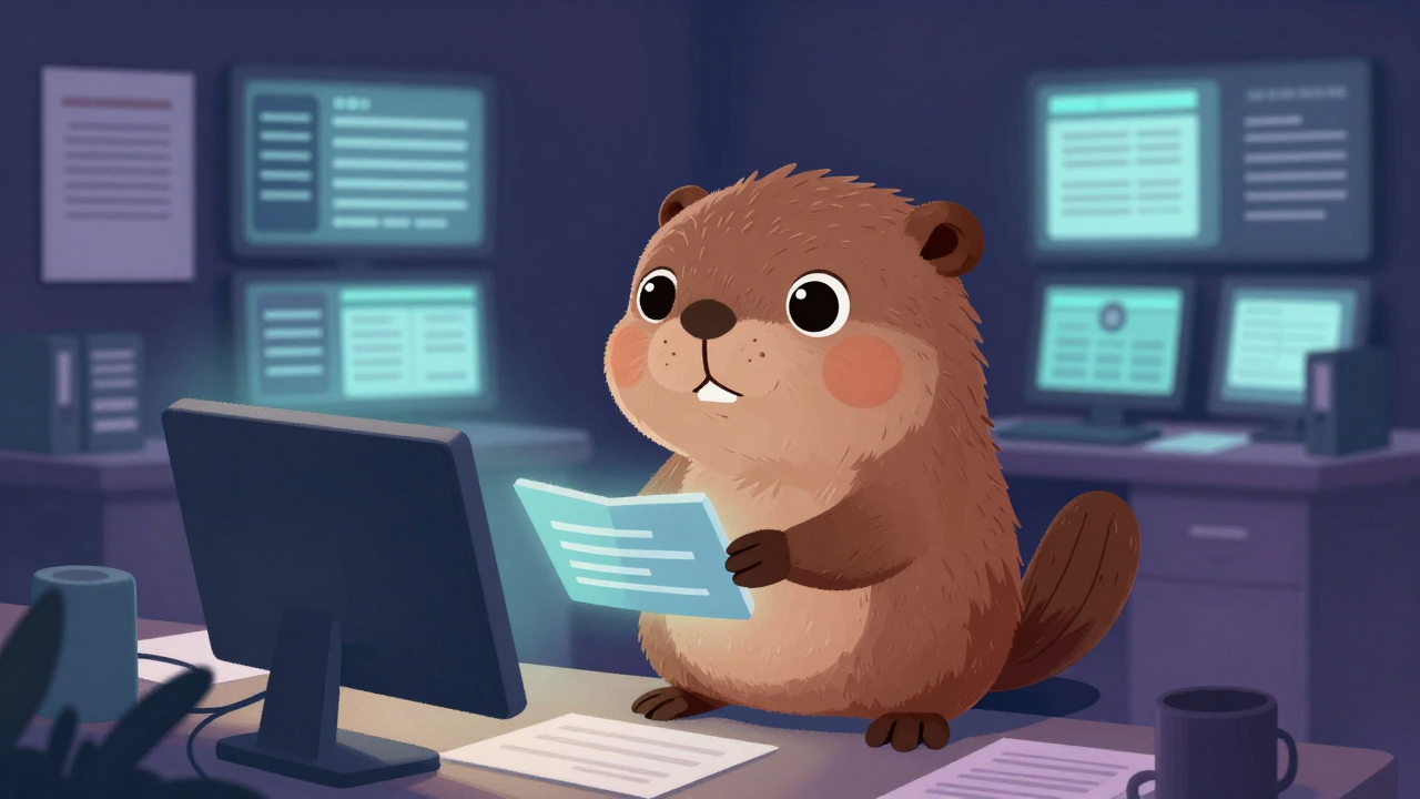 부실상장등록법인관리사무원 직업 종사자가 업무를 수행하는 모습