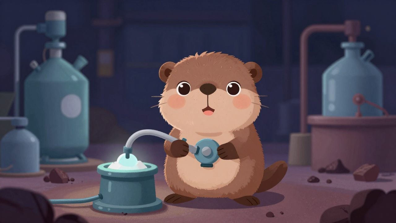 부유선광원 직업 종사자가 업무를 수행하는 모습