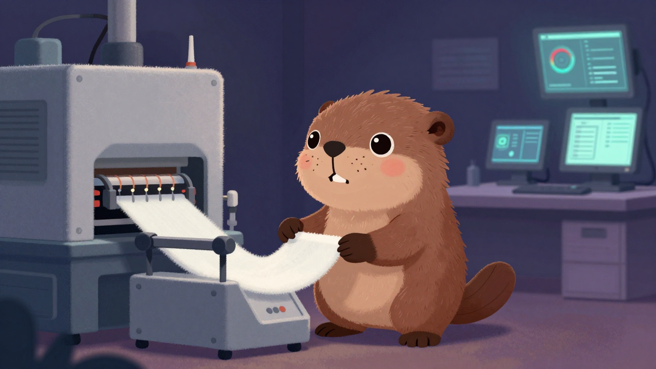 부직포기술자 직업 종사자가 업무를 수행하는 모습