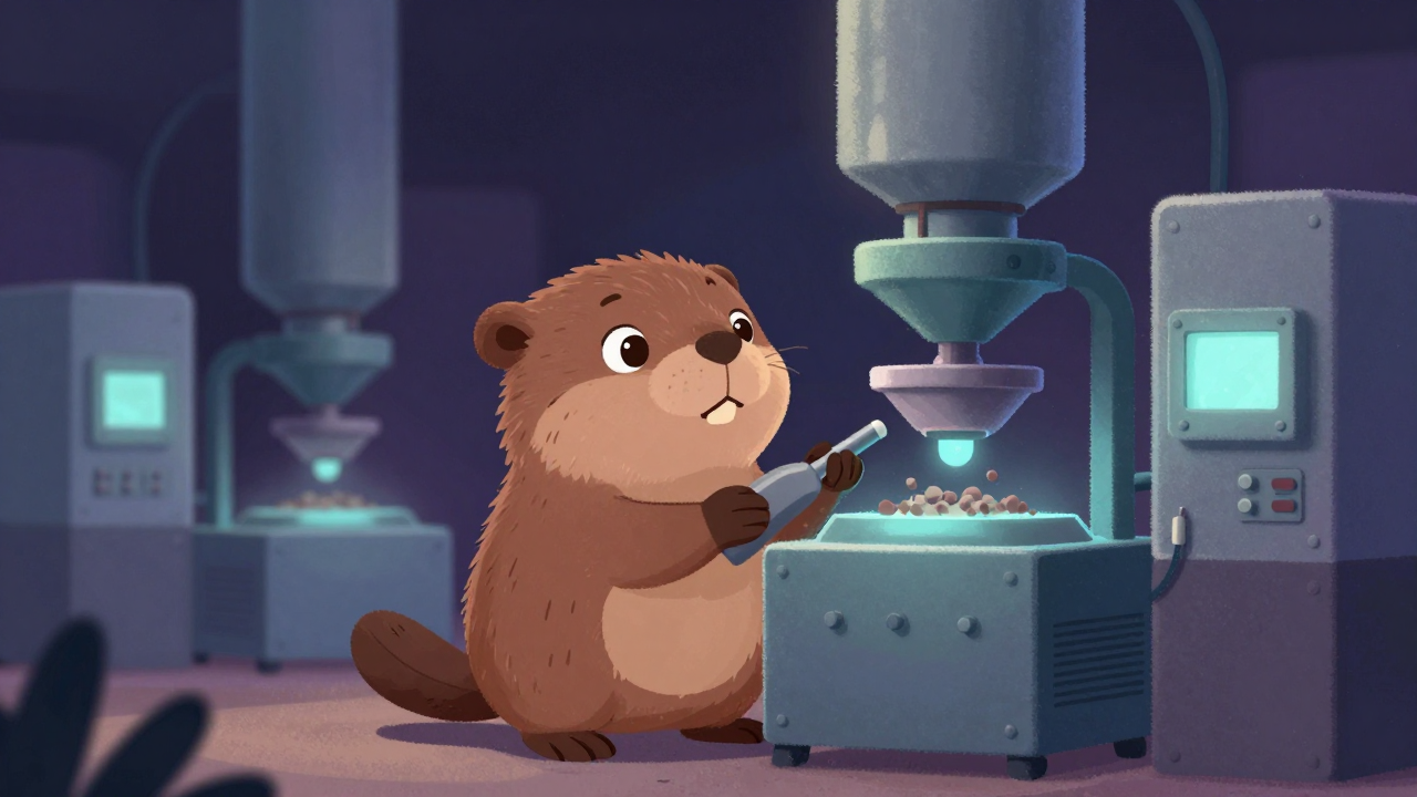 분말기조작원 직업 종사자가 업무를 수행하는 모습