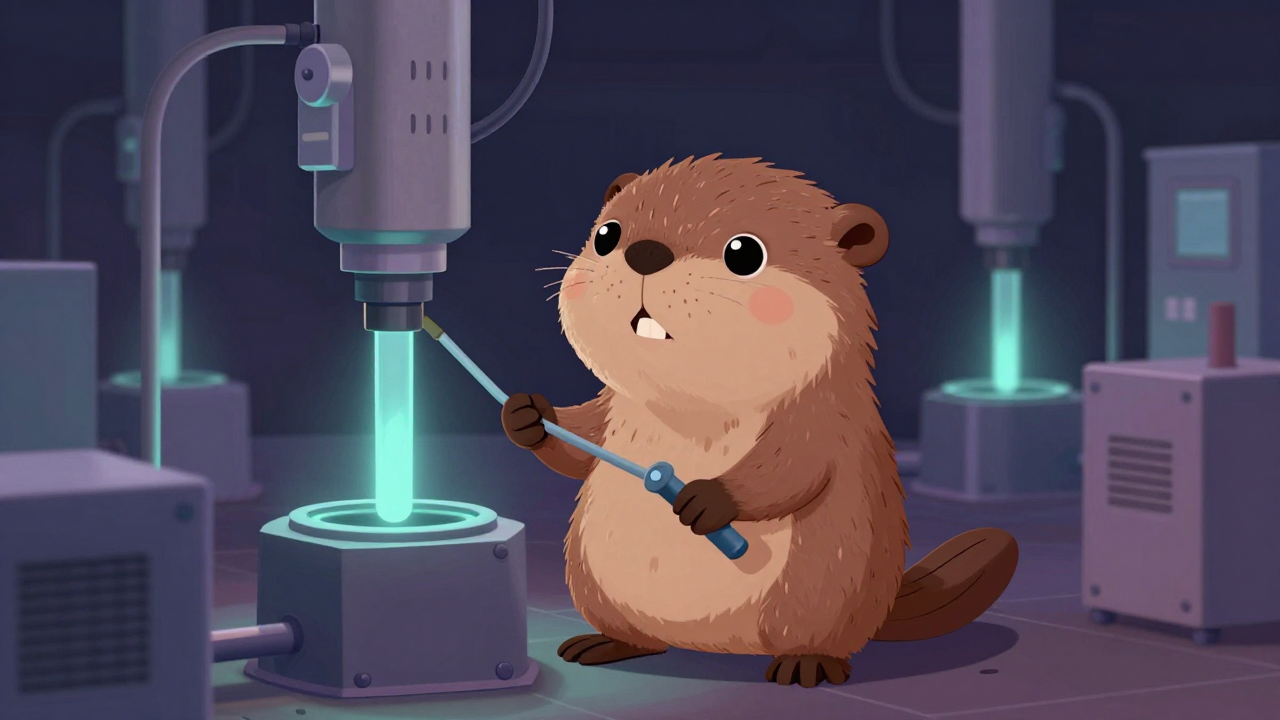 블로우압출기조작원 직업 종사자가 업무를 수행하는 모습