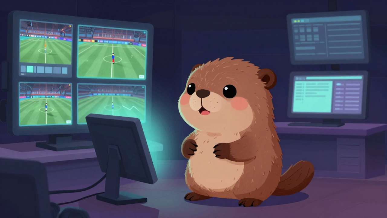 비디오분석관 직업 종사자가 업무를 수행하는 모습