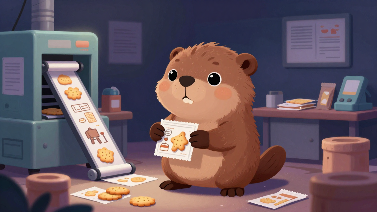 비스킷포장원 직업 종사자가 업무를 수행하는 모습