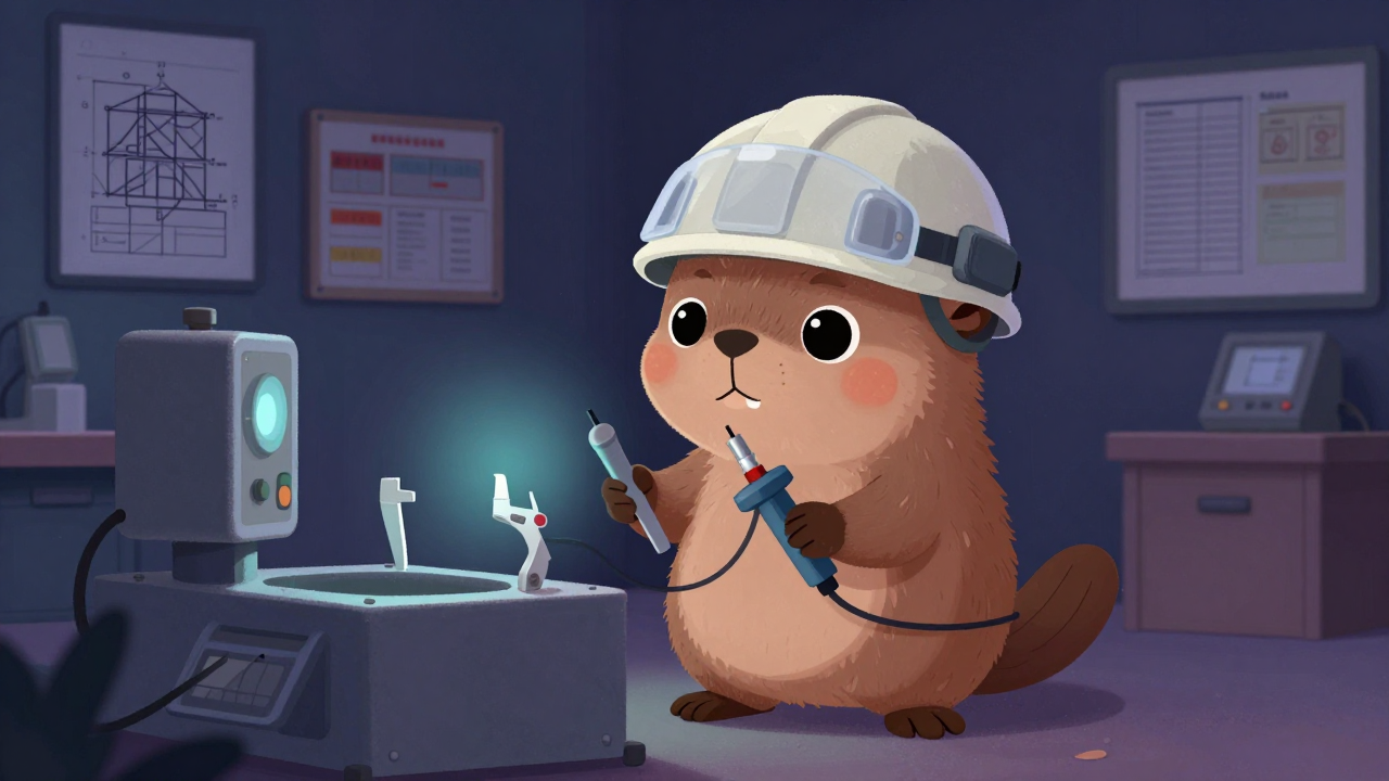 비파괴검사원 직업 종사자가 업무를 수행하는 모습