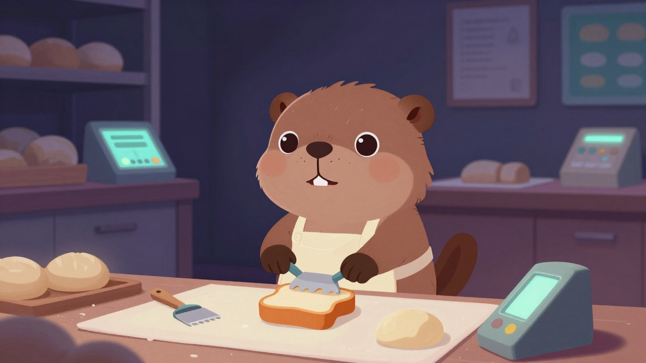 빵성형원 직업 종사자가 업무를 수행하는 모습