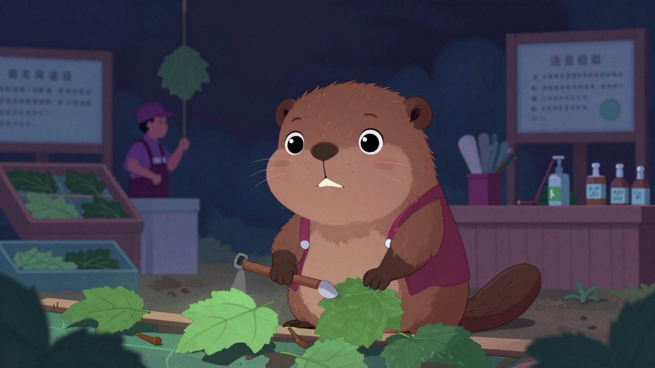 뽕밭관리원 직업 종사자가 업무를 수행하는 모습