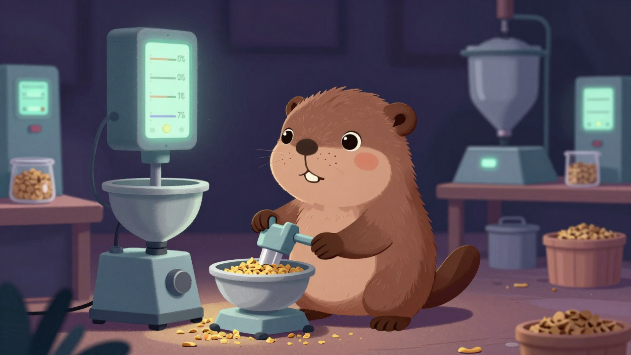 사료원료혼합원 직업 종사자가 업무를 수행하는 모습