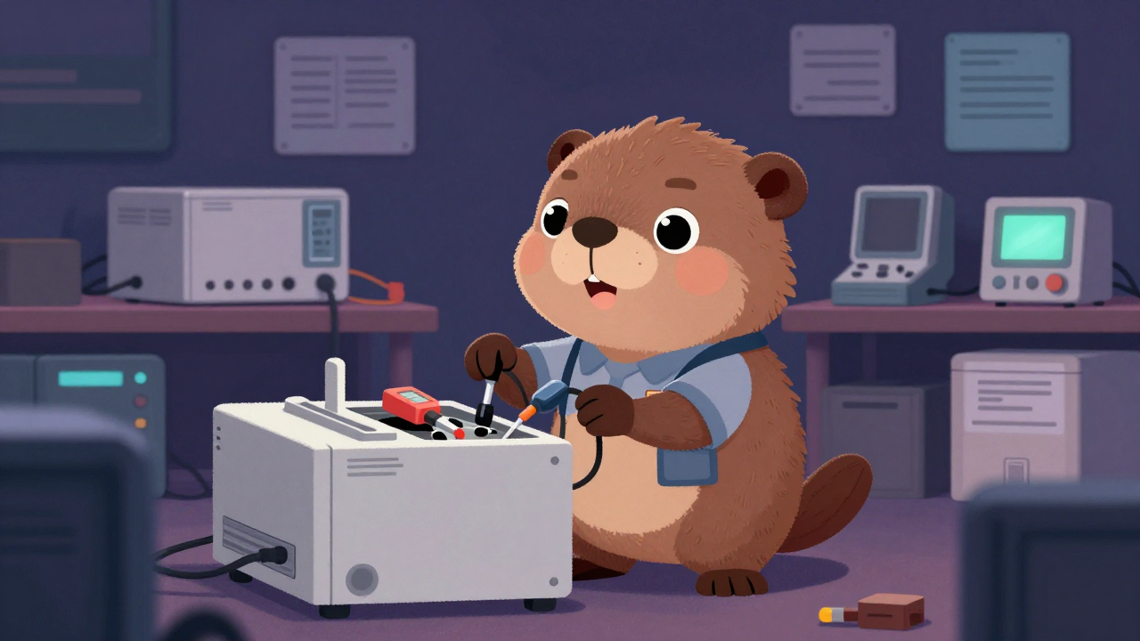 사무용 전자기기설치·수리원 직업 종사자가 업무를 수행하는 모습