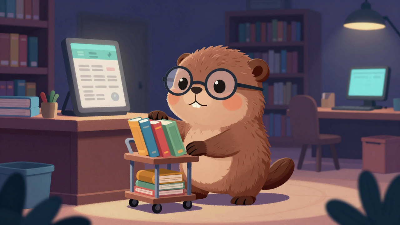 사서 직업 종사자가 업무를 수행하는 모습