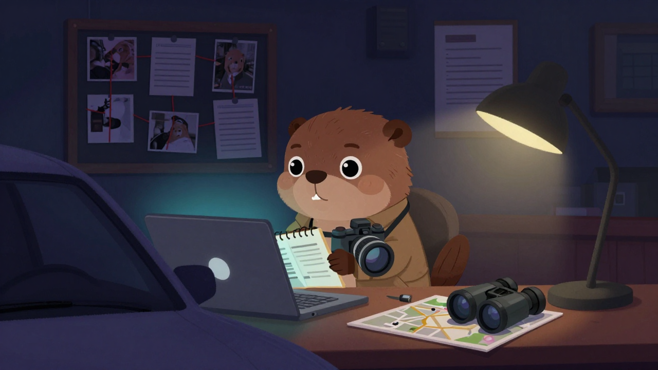 사설탐정 직업 종사자가 업무를 수행하는 모습