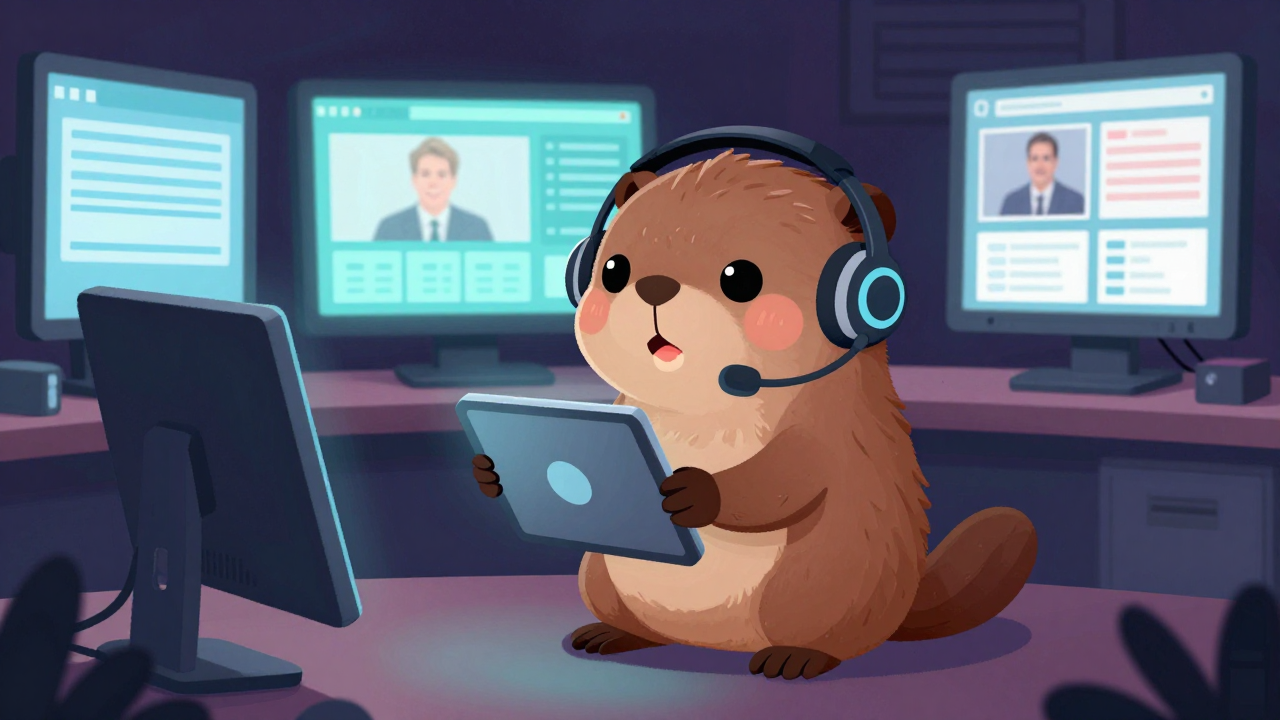 사이버교육운영자 직업 종사자가 업무를 수행하는 모습