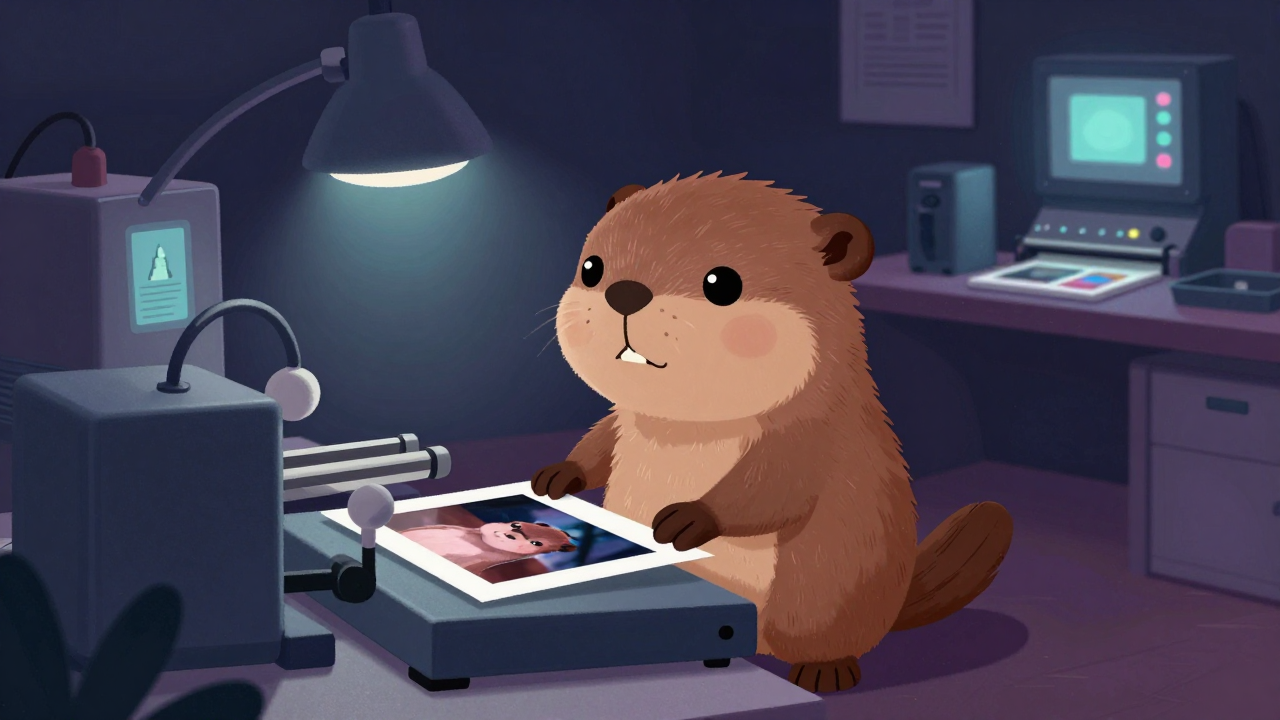 사진인화현상원 직업 종사자가 업무를 수행하는 모습