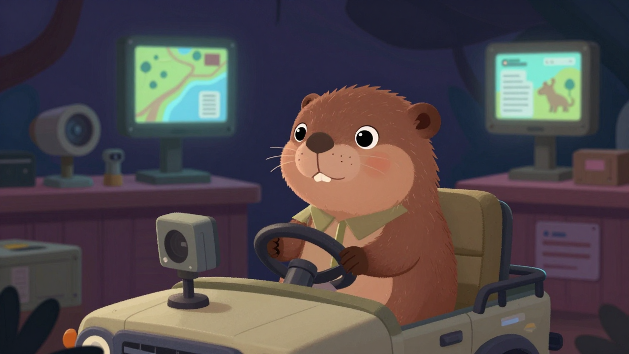 사파리버스운전원 직업 종사자가 업무를 수행하는 모습