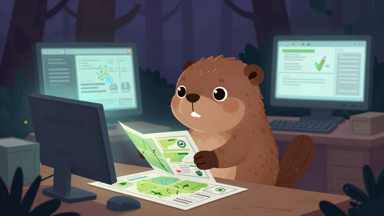 산림경영계획편성원 직업 종사자가 업무를 수행하는 모습