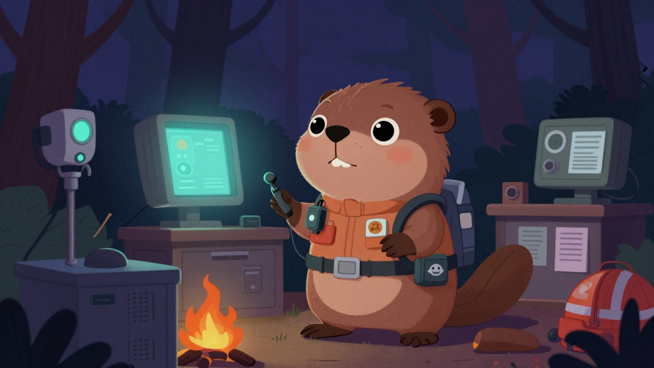 산불감시원 직업 종사자가 업무를 수행하는 모습