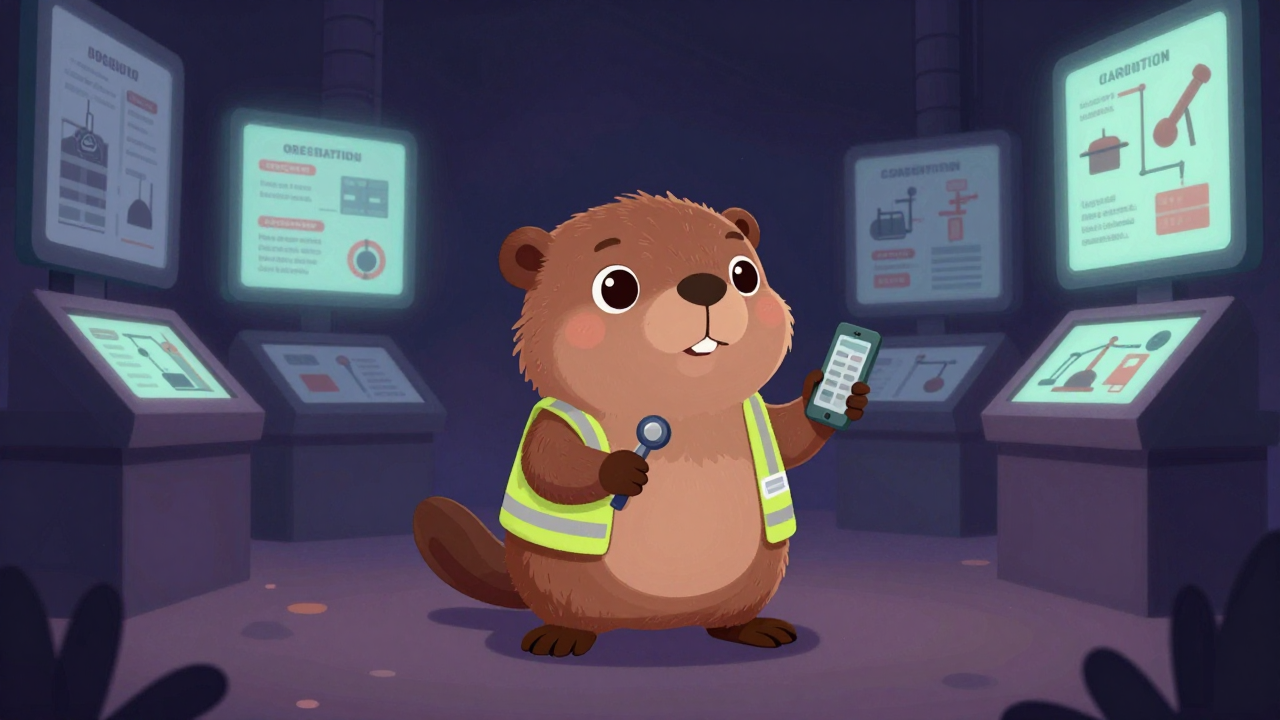 산업체안내원 직업 종사자가 업무를 수행하는 모습