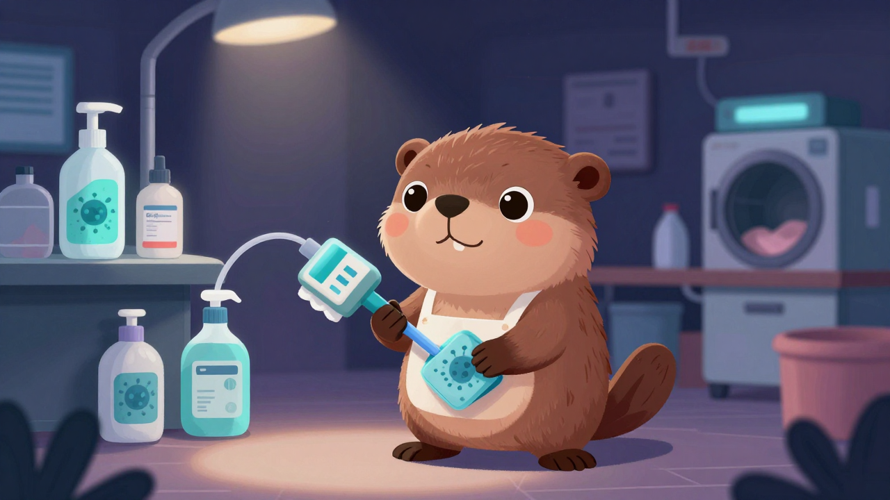 살균세탁원 직업 종사자가 업무를 수행하는 모습