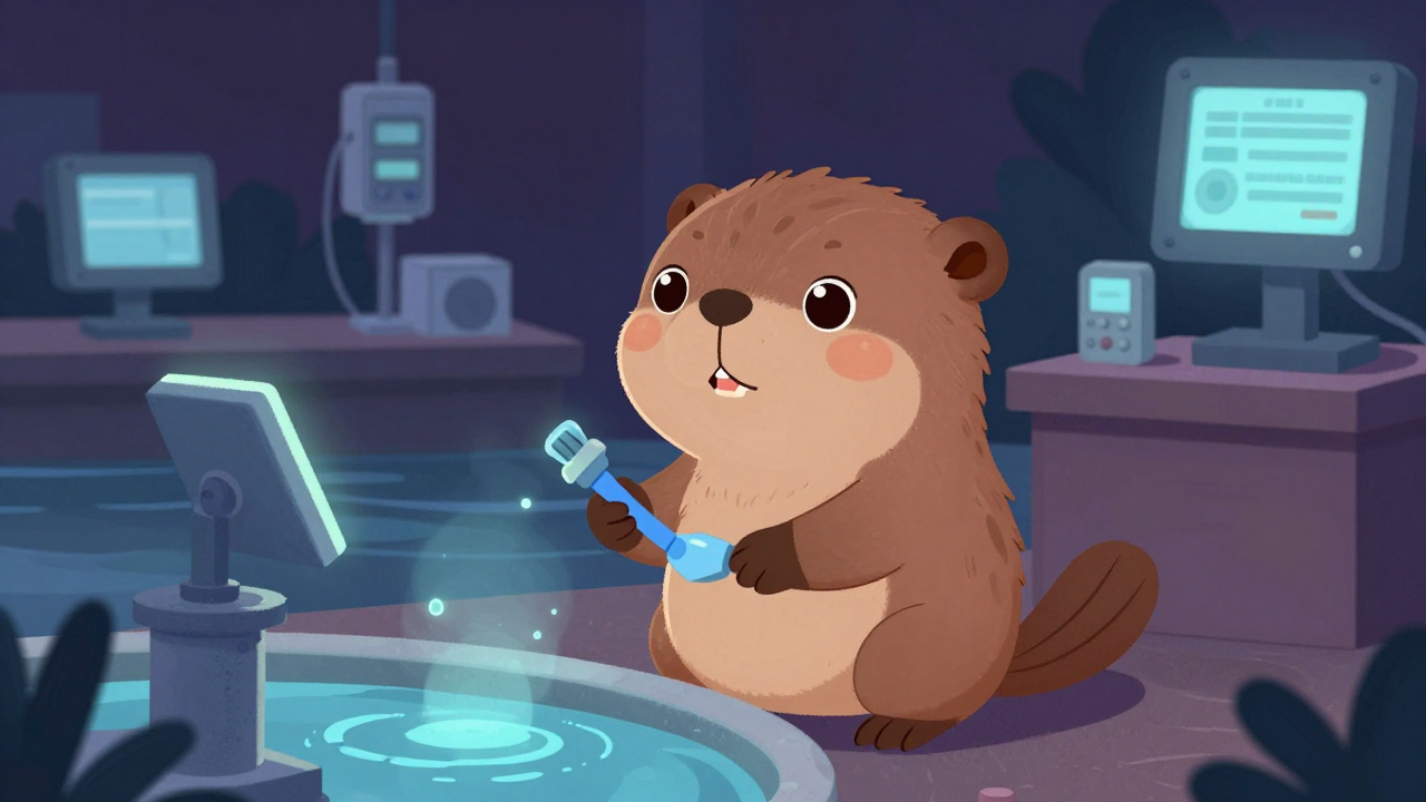 상수원수질관리원 직업 종사자가 업무를 수행하는 모습