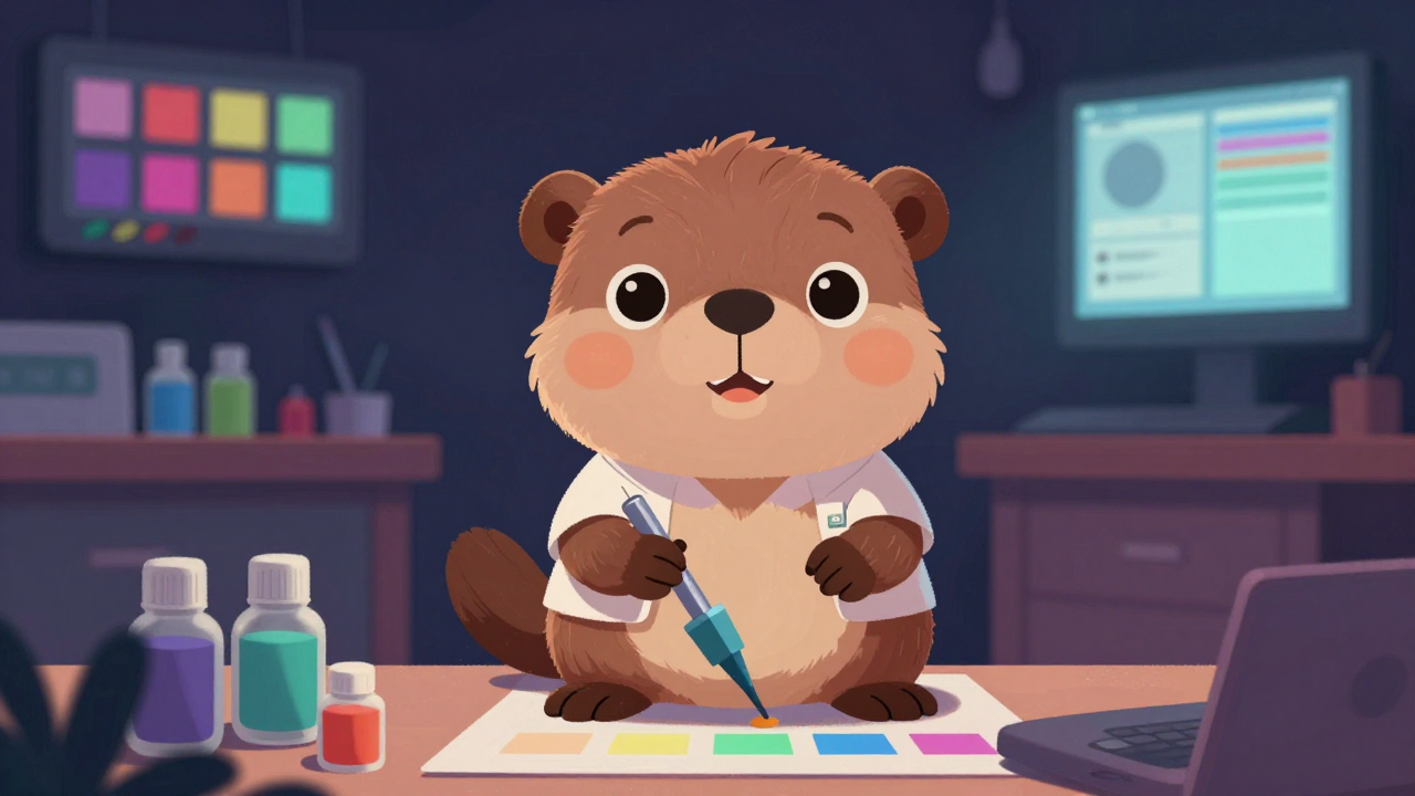 색상개발원 직업 종사자가 업무를 수행하는 모습