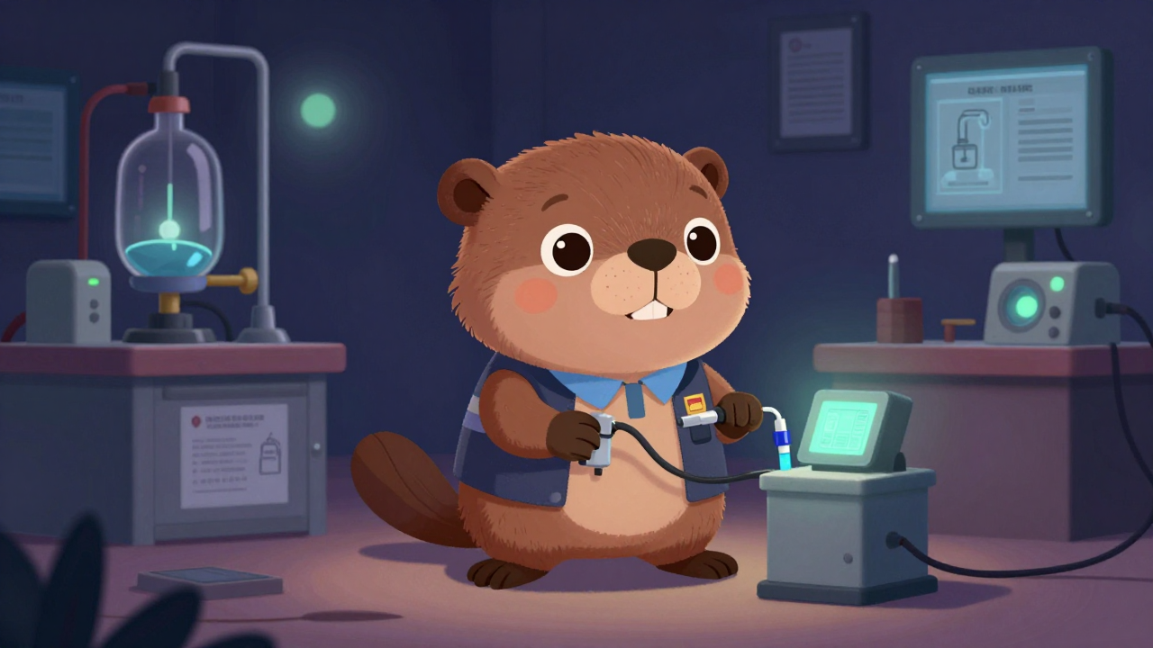 석유및석유대체연료검사원 직업 종사자가 업무를 수행하는 모습