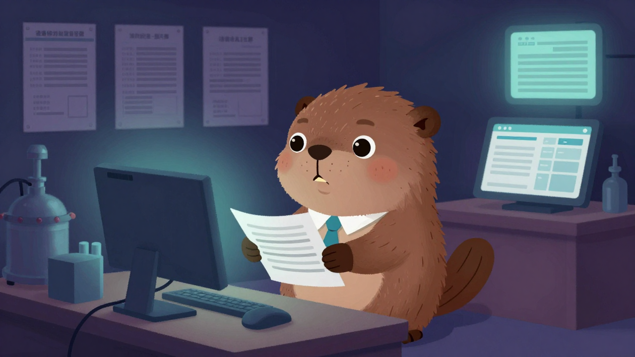 석유화학인허가사무원 직업 종사자가 업무를 수행하는 모습