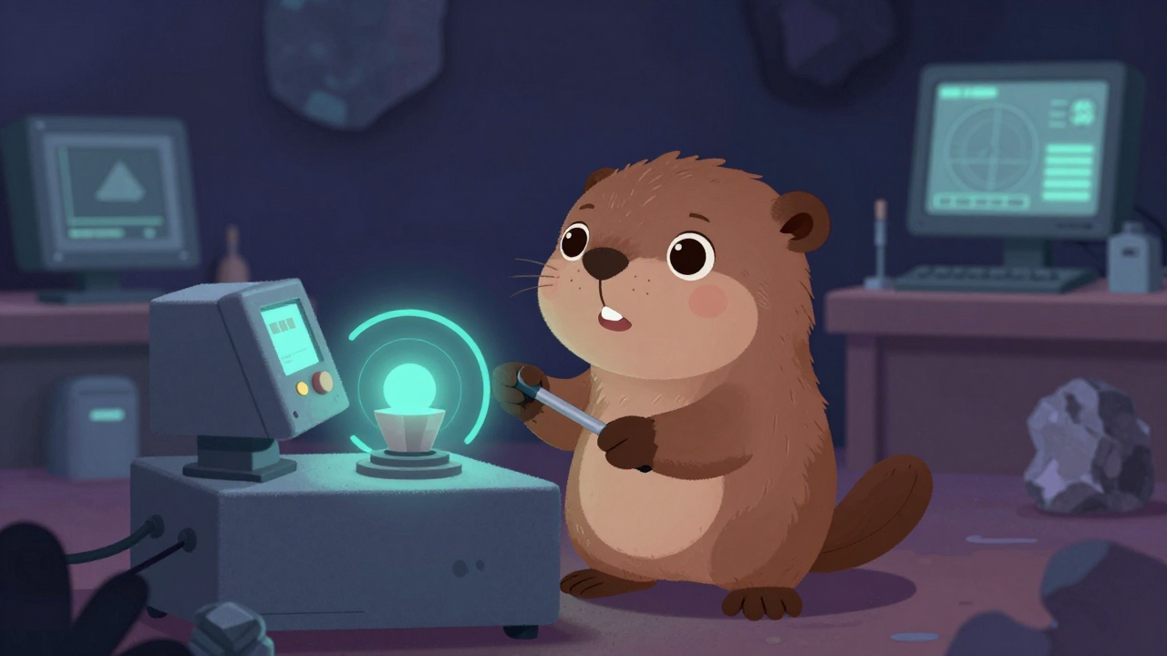 석재공명기조작원 직업 종사자가 업무를 수행하는 모습