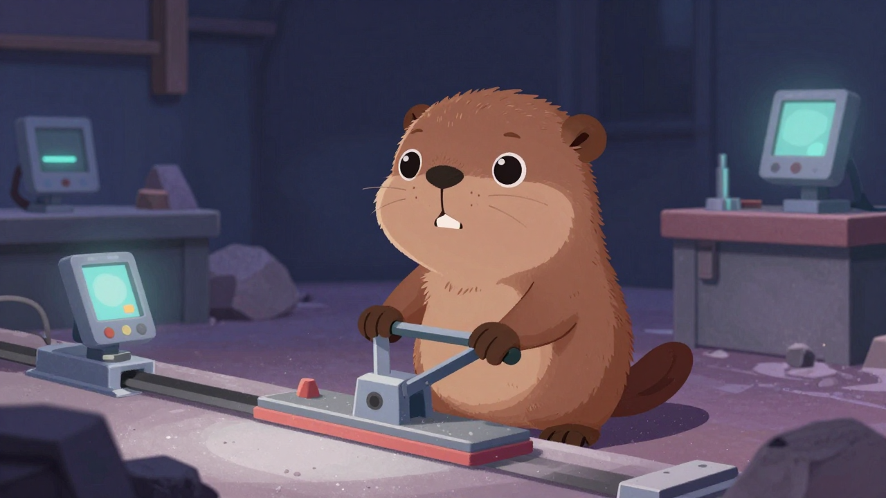 석재평삭기조작원 직업 종사자가 업무를 수행하는 모습