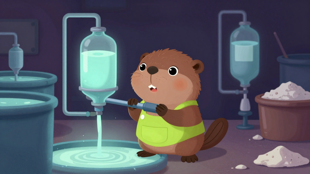 석회유정제원 직업 종사자가 업무를 수행하는 모습