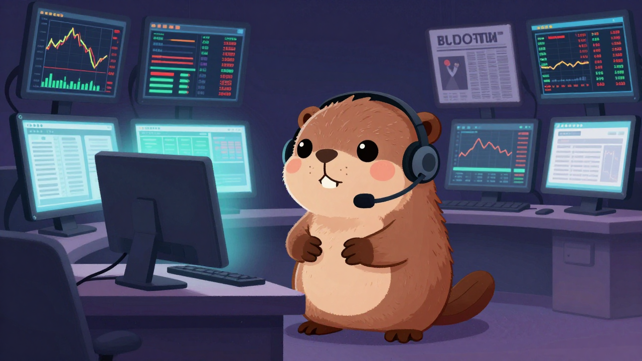 선물중개인 직업 종사자가 업무를 수행하는 모습