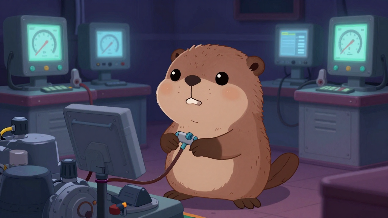 선박기관시운전원 직업 종사자가 업무를 수행하는 모습