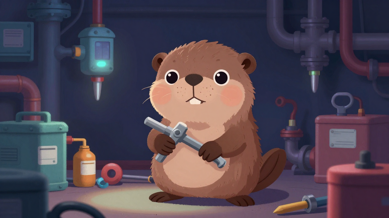 선박배관정비원 직업 종사자가 업무를 수행하는 모습