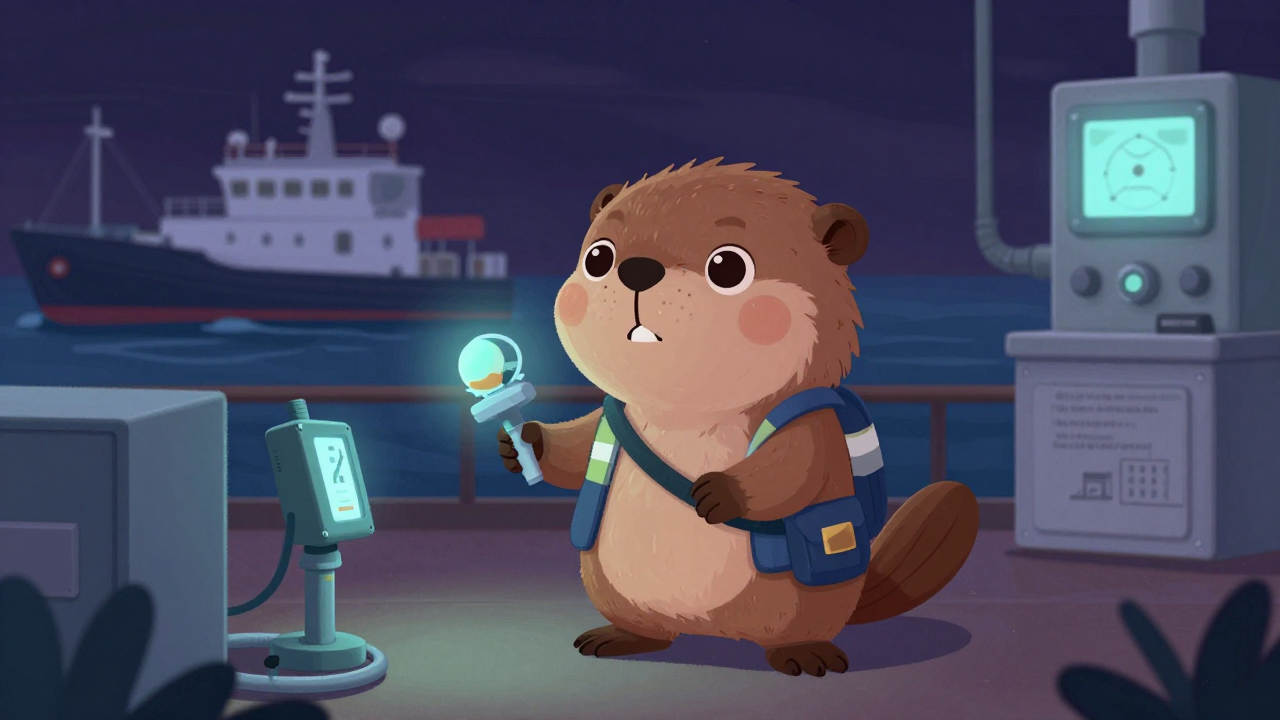 선박환경검사원 직업 종사자가 업무를 수행하는 모습