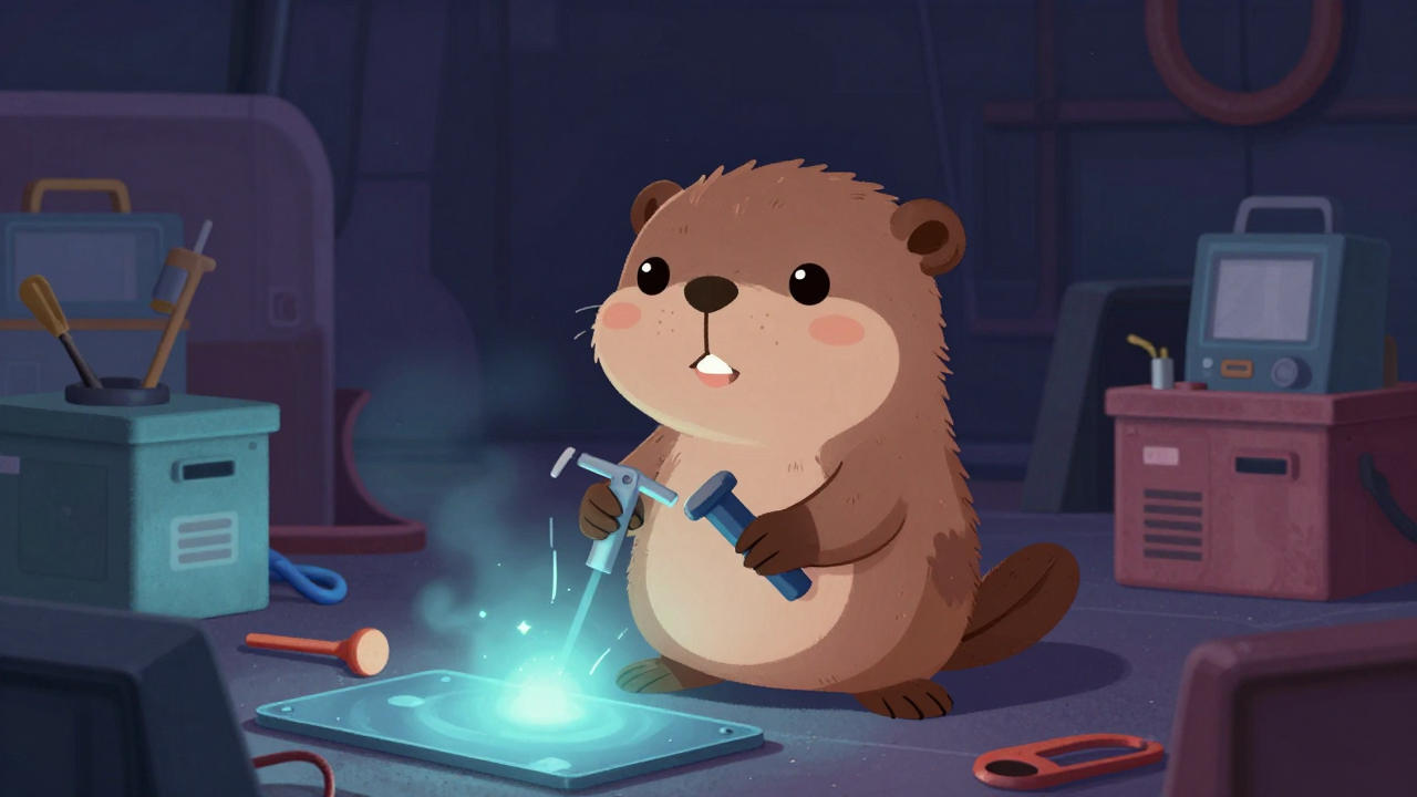 선체정비원 직업 종사자가 업무를 수행하는 모습