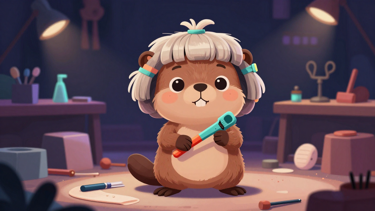 소품용가발제작원 직업 종사자가 업무를 수행하는 모습